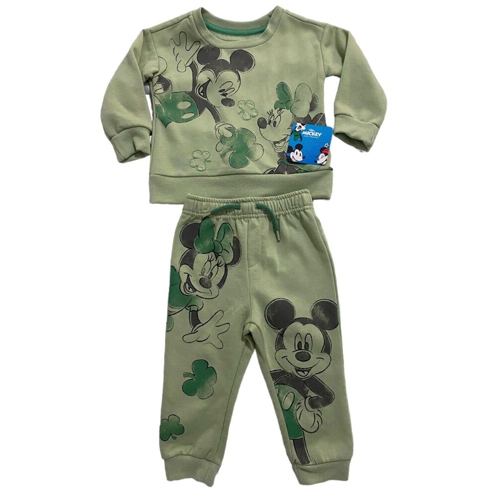 Disney Minnie & Mickey Girls St. Patrick's Day Pullover &Joggers Set Size 12M